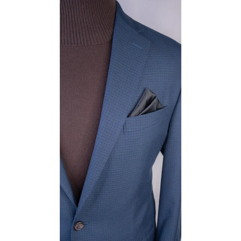 Ralph Lauren Mens Blazer Sz 42L Sport Coat Jacket Poly Blend 2-Bttn Houndstooth